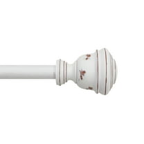 Mainstays 3/4" White Faux Wood Urn Single Curtain Rod Set 30-84 Inch