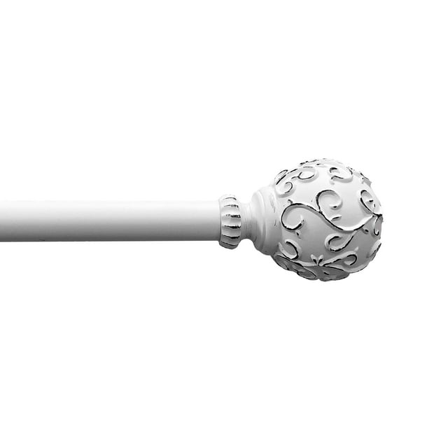 Mainstays 3/4" Filigree Ball Single Curtain Rod, White, 3084
