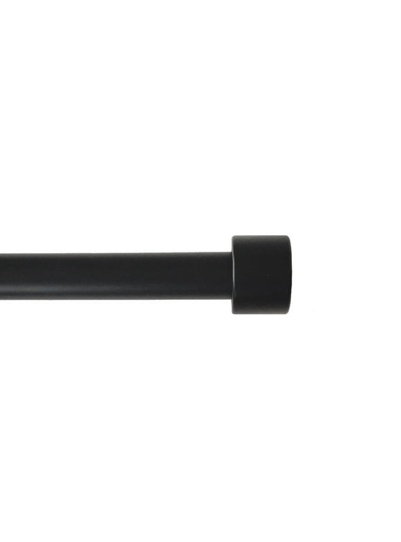 Mainstays 3/4" Matte Black End Cap Adjustable Single Curtain Rod Set, 30-84"