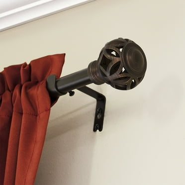 Mainstays 3/4" Oil-Rubbed Bronze Knob, Single Curtain Rod, 30-84", Bronze
