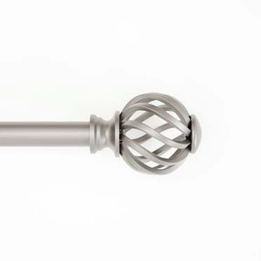 Mainstays 3/4" Satin Nickel Twist Cage Single Curtain Rod, 30 - 84", Nickel