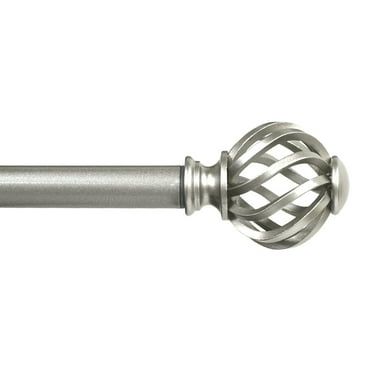 Mainstays 3/4" Satin Nickel Twist Cage Single Curtain Rod, 30 - 84", Nickel
