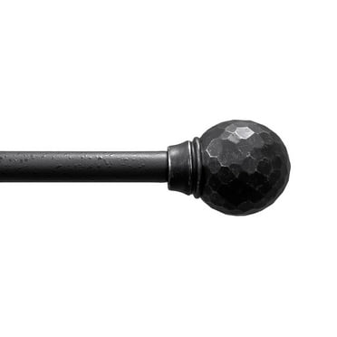 Mainstays 3/4" Textured Cast Iron Ball Single Curtain Rod, Matte Black, 30-84"