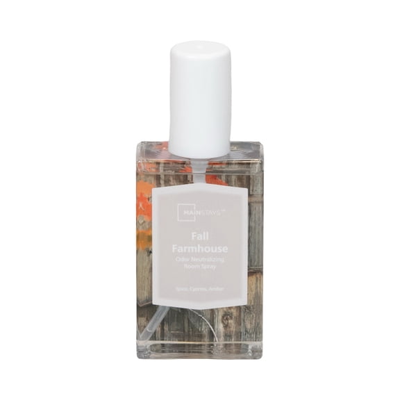 Mainstays Fall Farmhouse Scented Room & Linen Spray 3.4 fl oz (100mL).