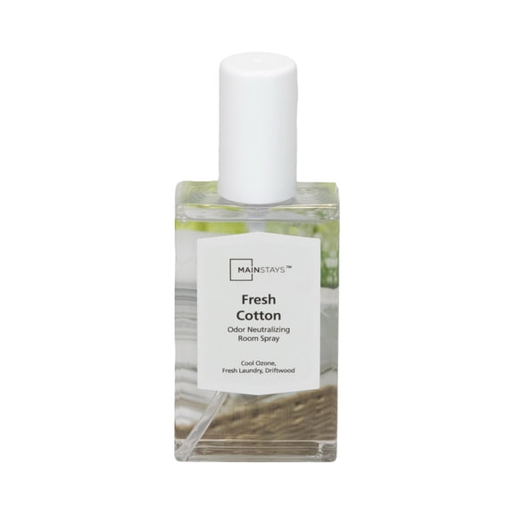 Mainstays Fresh Cotton Scented Room & Linen Spray 3.4 fl oz (100mL).