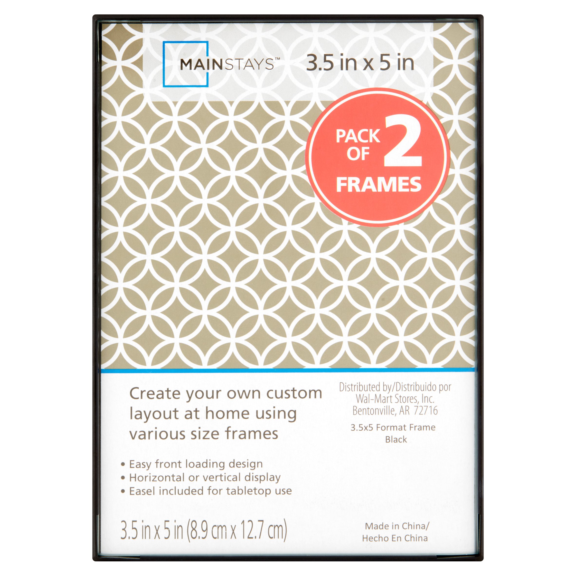 Mainstays 3.5" x 5" Format Picture Frames, Black, Set of 2 - image 1 of 5