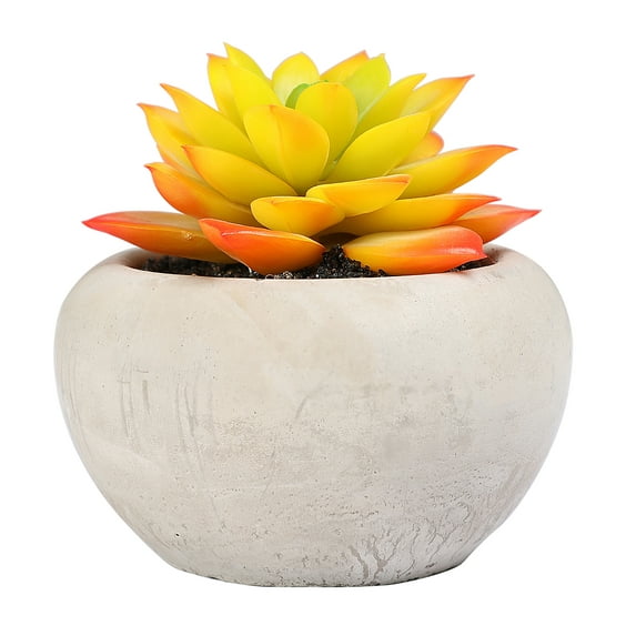 Mainstays 3.54" Artificial Succulent Plant in Cement Pot, Yellow & Orange