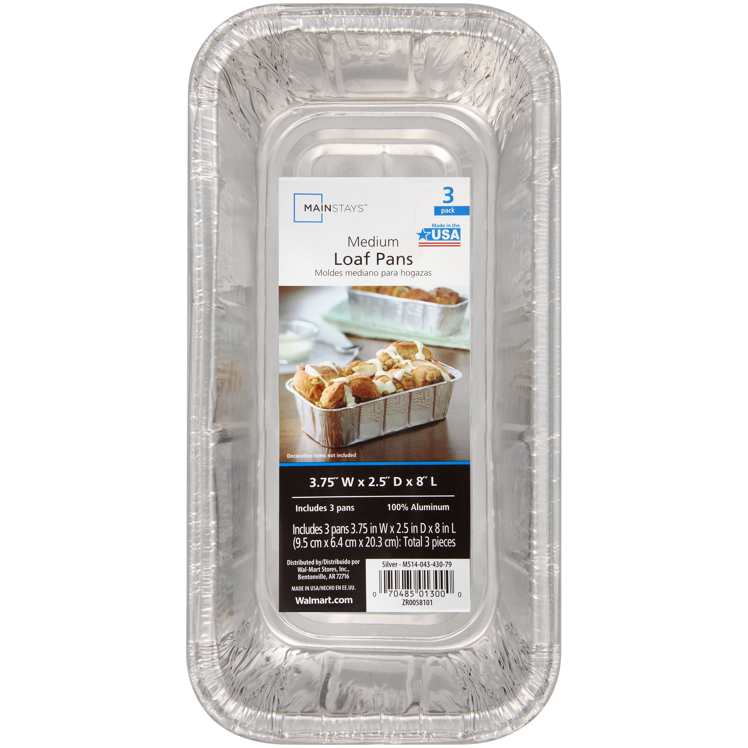 Mainstays 2pk Nonstick Mini Loaf Pan, 5.7 in W x 3 in D x 2 in H, Hand Wash Recommended, Size: 5.7 inch x 3 inch x 2 inch
