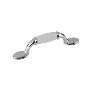 Mainstays Classic Cabinet Pull, Chrome And White, 2 Pack