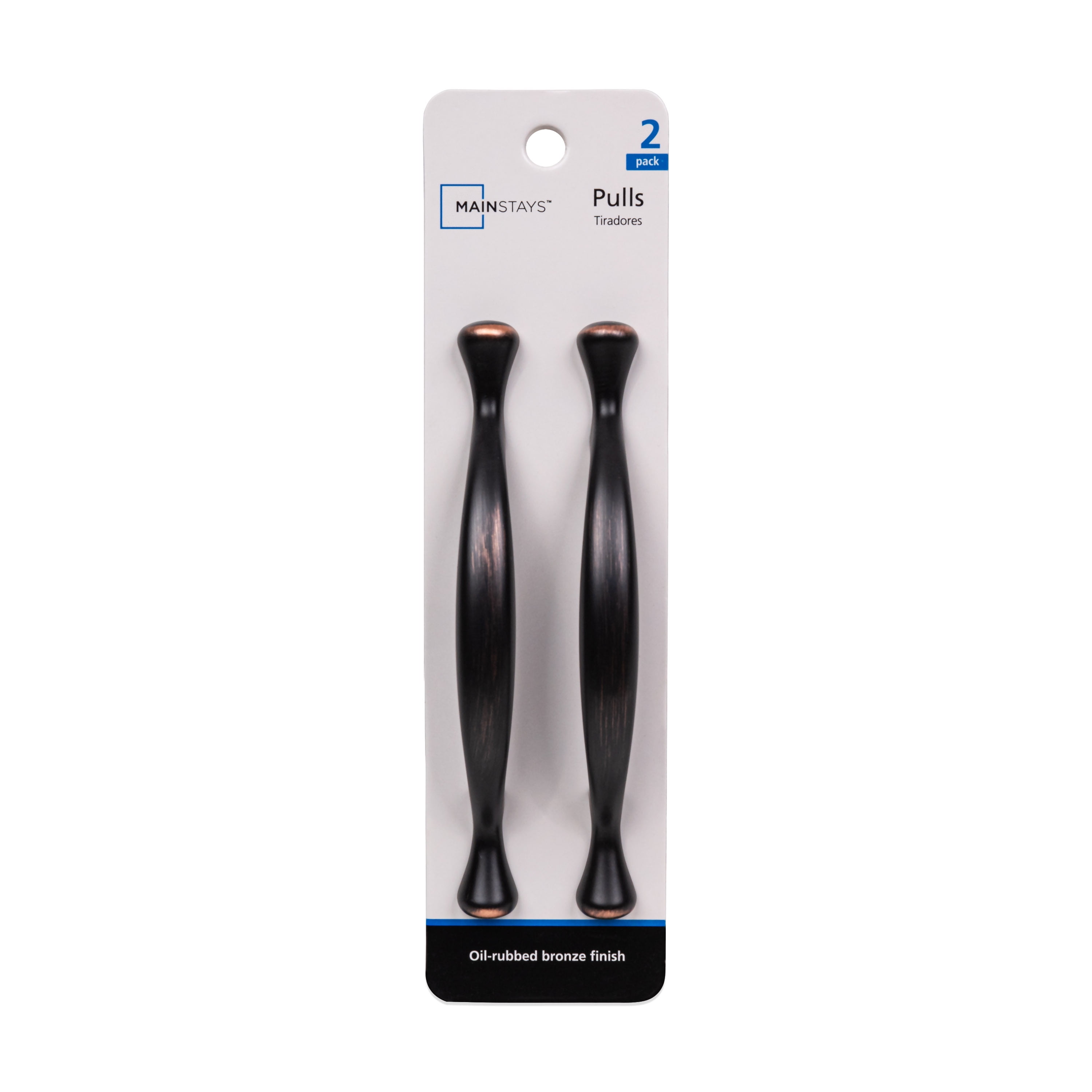 Mainstays 3" (76mm) Center-to-Center Footed Cabinet Pull, Oil Rubbed Bronze, 2 Pack