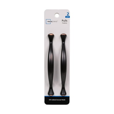 Mainstays 3" (76mm) Center-to-Center Footed Cabinet Pull, Oil Rubbed Bronze, 2 Pack