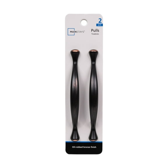 Mainstays 3" (76mm) Center-to-Center Footed Cabinet Pull, Oil Rubbed Bronze, 2 Pack