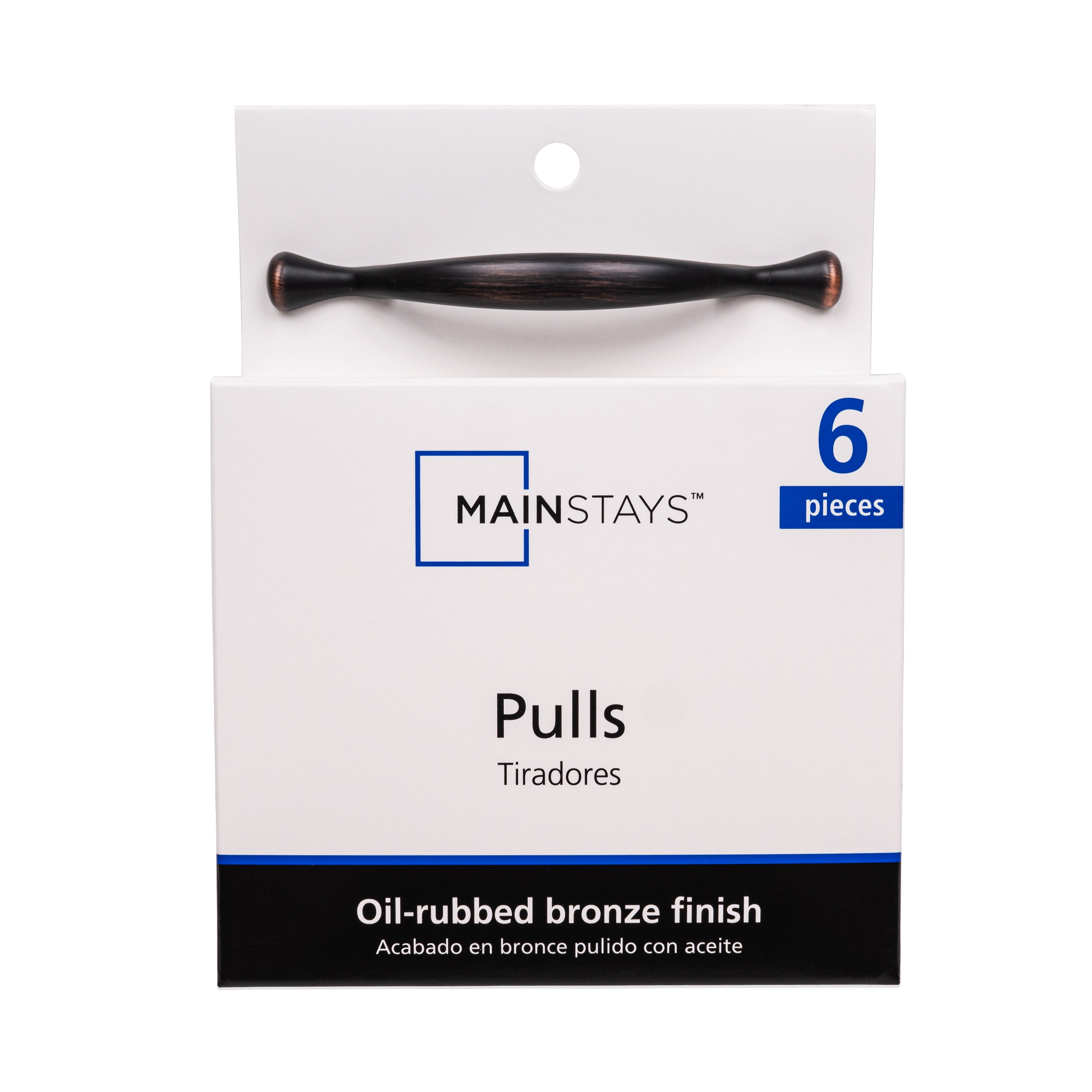Mainstays 3" (76mm) Center-to-Center Footed Cabinet Pull, Oil Rubbed Bronze, 6 Pack