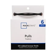 Mainstays 3" (76mm) Center-to-Center Footed Cabinet Pull, Oil Rubbed Bronze, 6 Pack