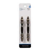 Mainstays 3" (76mm) Center-to-Center Traditional Cabinet Pull, Antique Brass, 2 Pack