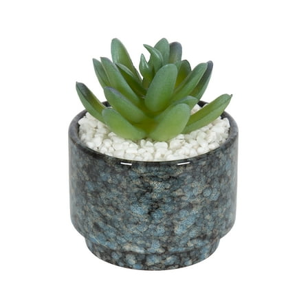 Mainstays 3.9" Artificial Crassula Ovata Succulent Plant in Teal Ceramic Pot