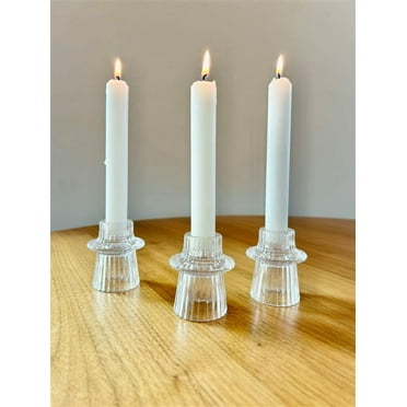 Mainstays Decorative Clear Glass Ribbed Taper Tealight Candleholder, Set of 3, 3"