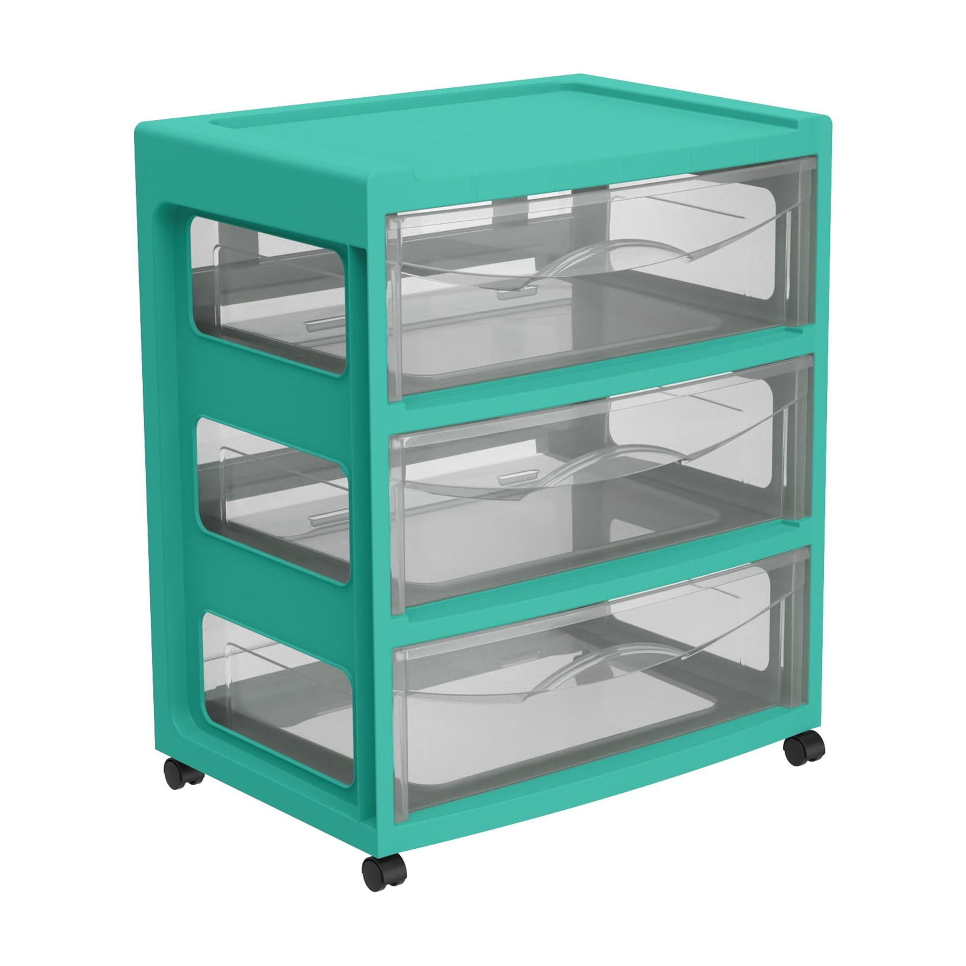 Mainstays Green Dream 3 Drawer Wide Cart, Easy to Clean, Durable