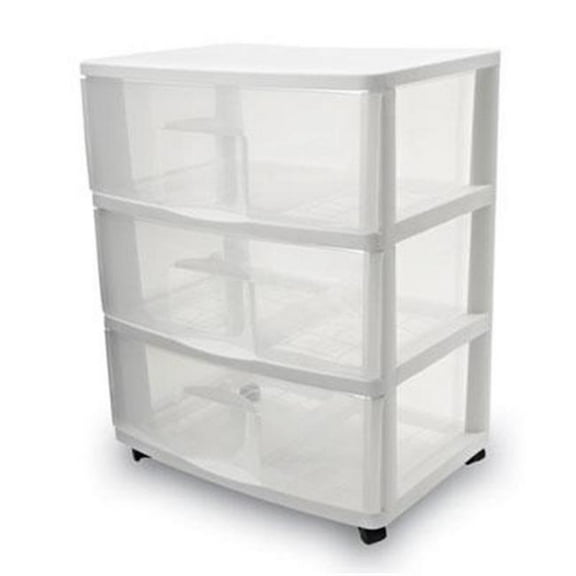 Mainstays 3-Drawer Wide Cart, White