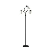 Mainstays Classic 68 Black Finish 3 Head Adjustable Floor Lamp with White Plastic Shades, Young Adult, Adult use.