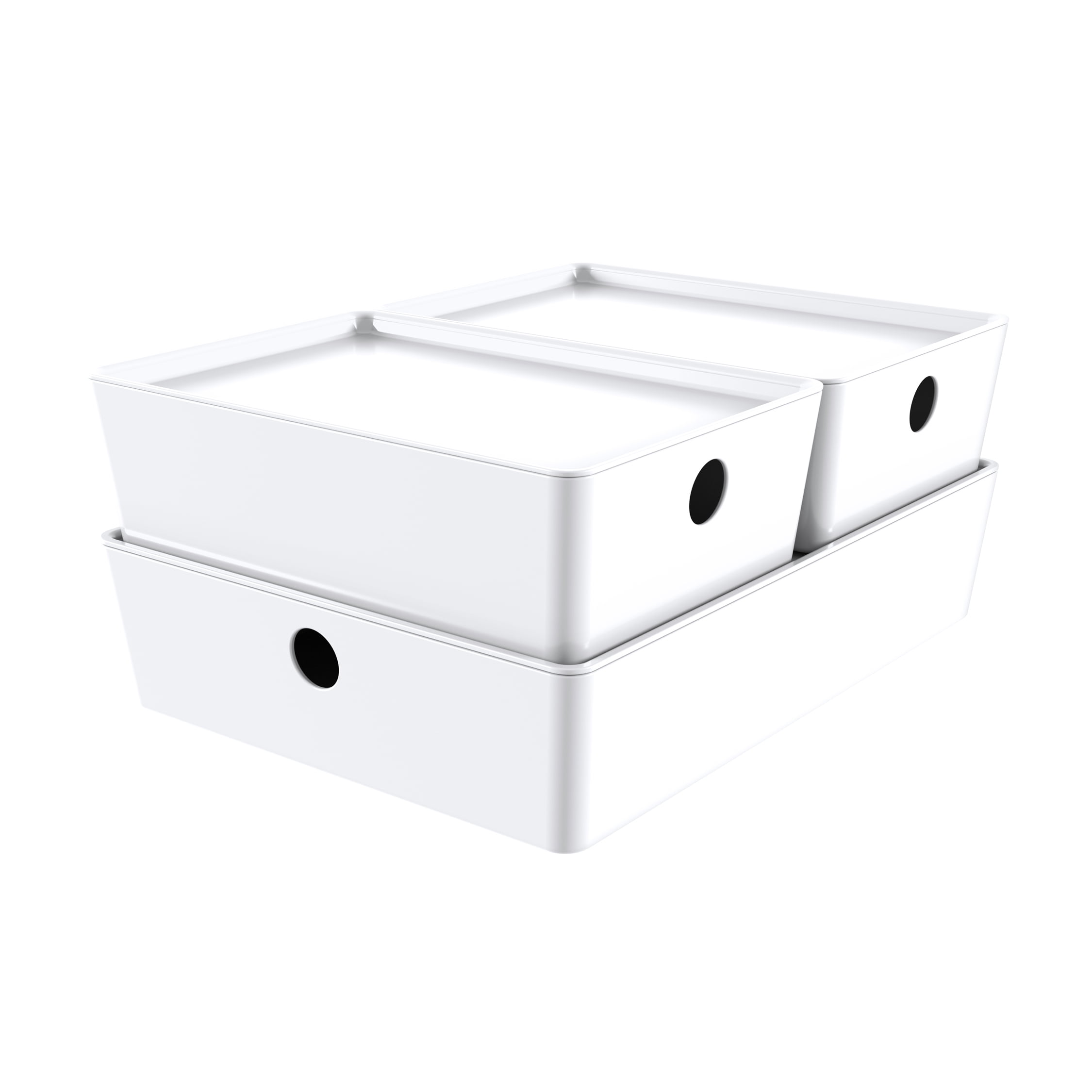 Mainstays 3 PC Lidded Storage White Set of 2