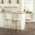 thumbnail image 1 of Mainstays 3 Pack Indoor Adjustable 24" or 29" Swivel Gold Metal Barstool, Cream Seat, 1 of 10