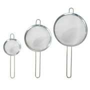 Mainstays 3 Pack Premium Stainless Steel Fine Mesh Strainers, 4", 6", and 8", Silver