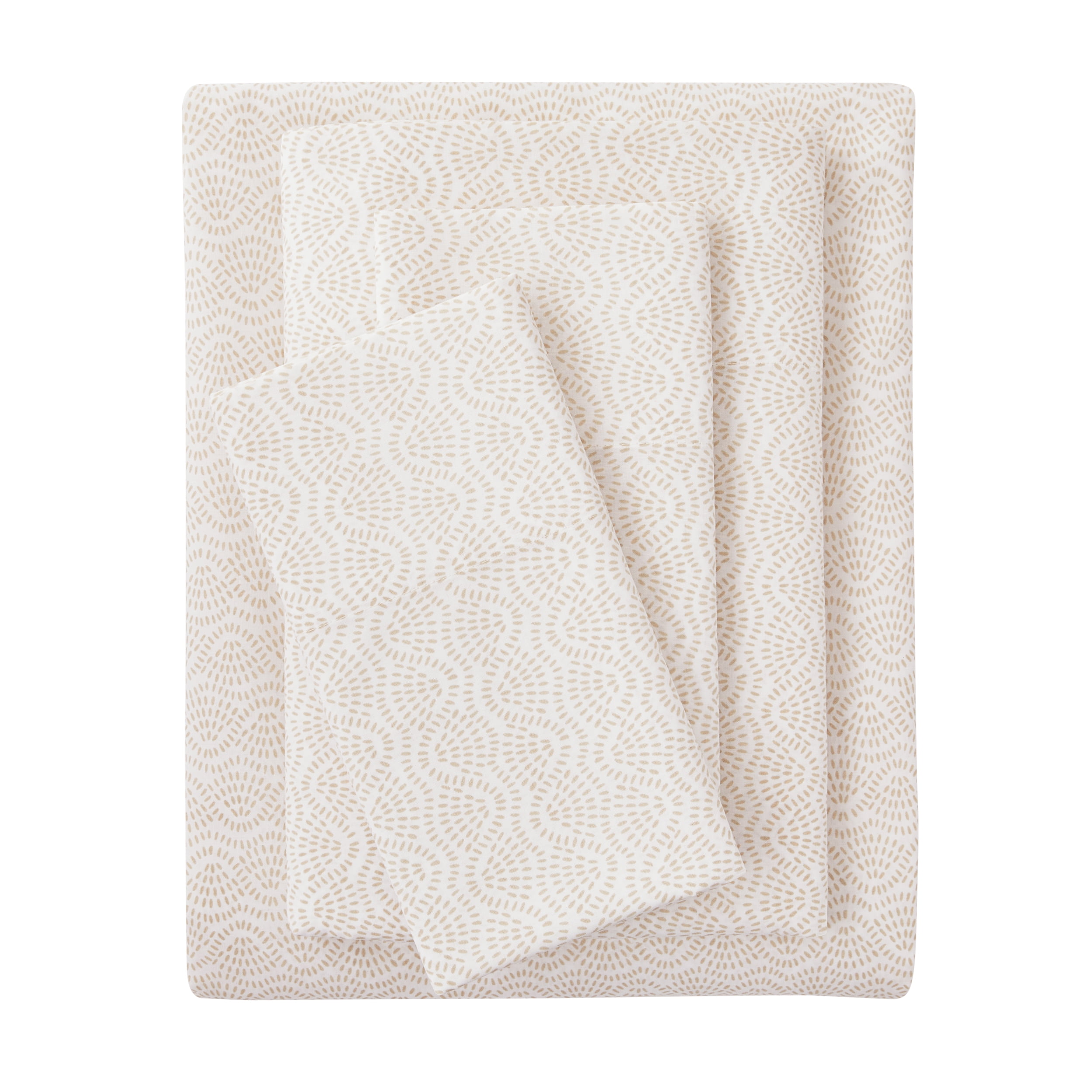 Mainstays 3Piece 300 Thread Count Beige Geo Cotton Blend Percale Bed