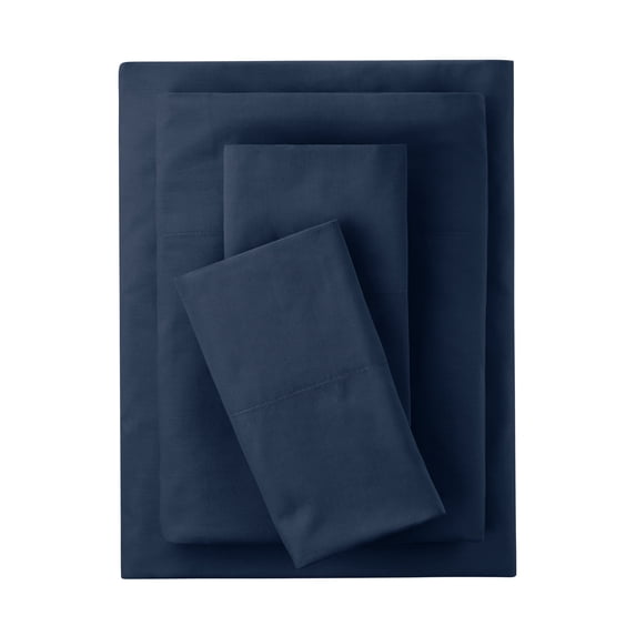 Mainstays 3-Piece 300 Thread Count Blue Cove Cotton Blend Percale Bed Sheet Set, Twin XL