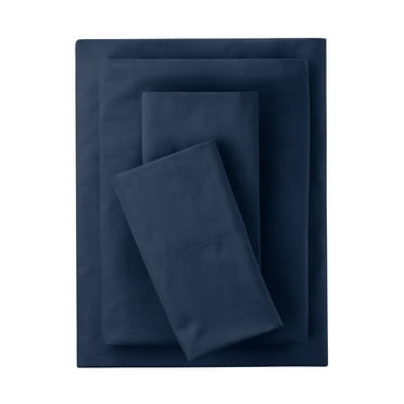 Mainstays 3-Piece 300 Thread Count Blue Cove Cotton Blend Percale Bed Sheet Set, Twin XL