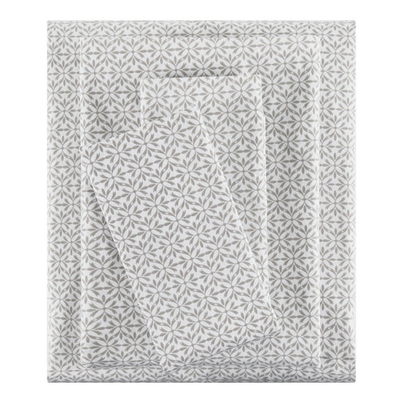Mainstays 3-Piece 300 Thread Count Grey Flake Cotton Blend Bed Sheet Set, Twin XL