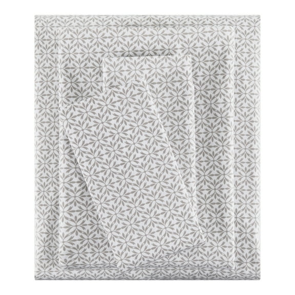 Mainstays 3-Piece 300 Thread Count Grey Flake Cotton Blend Bed Sheet Set, Twin XL