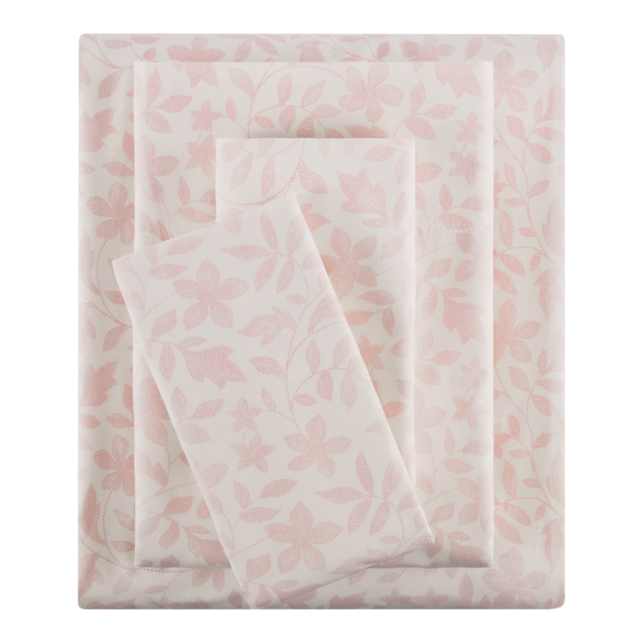 Mainstays 3-Piece 300 Thread Count Pink Floral Cotton Blend Bed Sheet Set, Twin XL