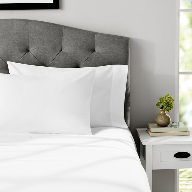 Mainstays 3Piece 300 Thread Count White Cotton Blend Percale Bed Sheet