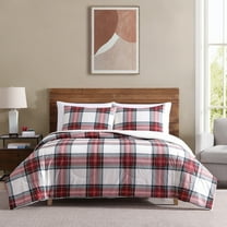 Mainstays 3-Piece Adult Comforter Set, Red Tartain Plaid, Full,Queen