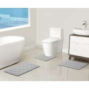 Mainstays 3-Piece Memory Foam Bath Rug Set, Gray, Contour 18 in x 18 in, 17 in x 24 in, 18 in x 30 in
