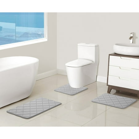 Mainstays 3-Piece Bath Rug Set, Gray