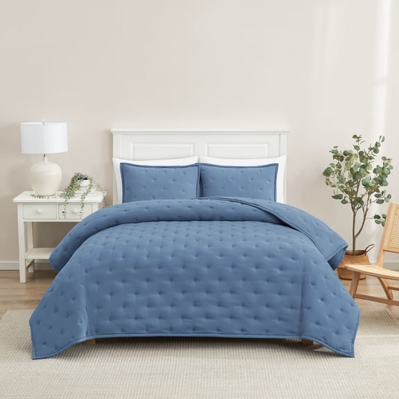 Mainstays King Comforter Set, All-Season, 3-Piece, Blue