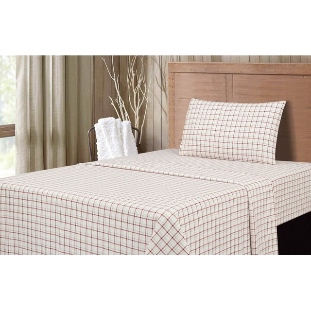 Mainstays 3Piece Flannel Sheet Set, Red Plaid, Twin
