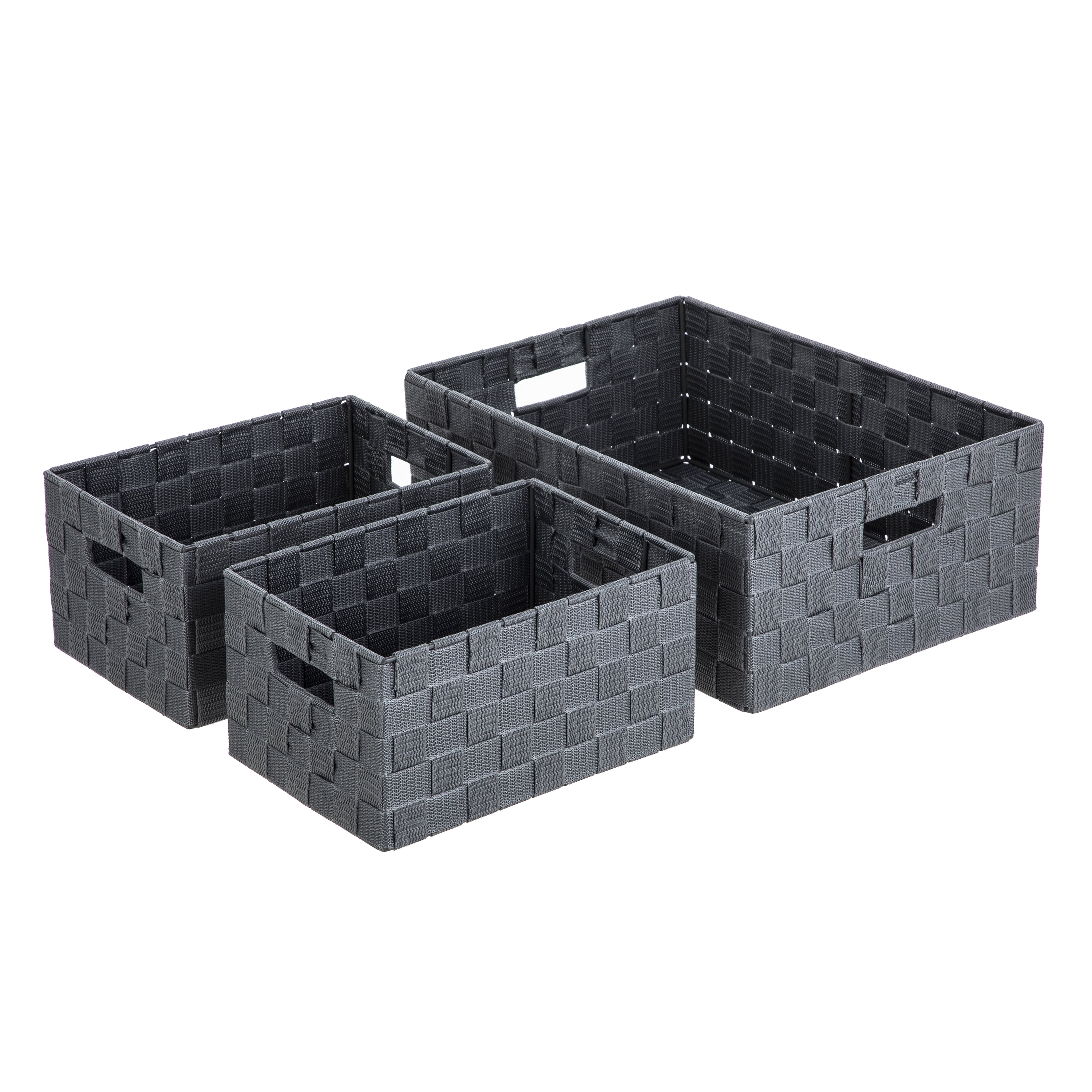 Ggbin 6-Pack Woven Plastic Storage Basket, Pantry Organizer Basket Bins,  Gray
