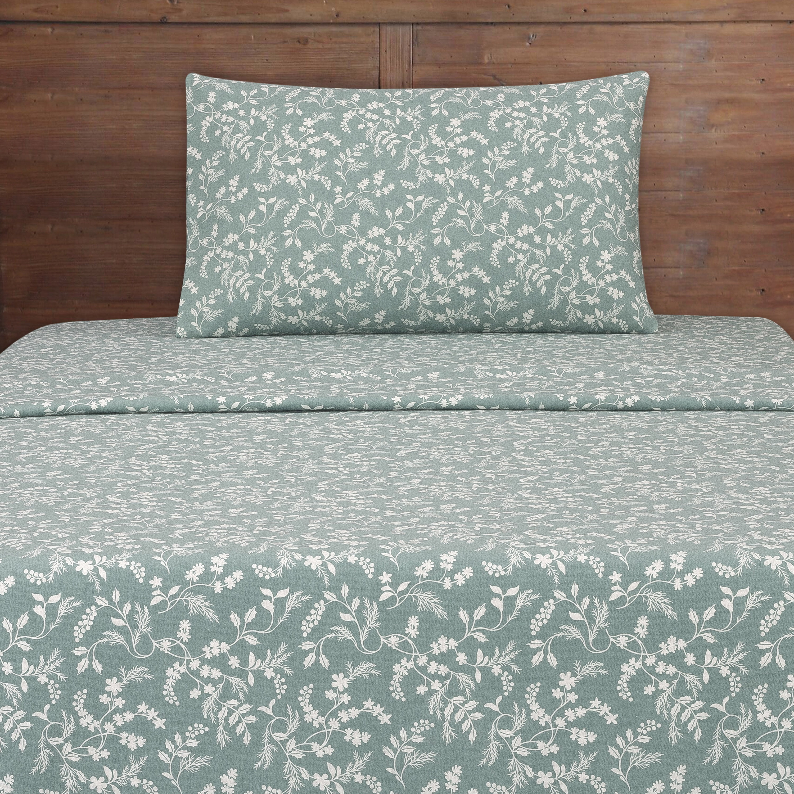 Mainstays 3-Piece Green Floral Flannel Sheet Set, Twin - Walmart.com