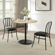 Mainstays 3-Piece Indoor Dining Bistro Set, Wood Table Top, Two Black Seat Chairs