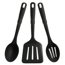 Mainstays 3-Piece Kitchen Utensil Set, Slotted Spatula, Slotted Spoon and Solid Spoon, Black, Nylon