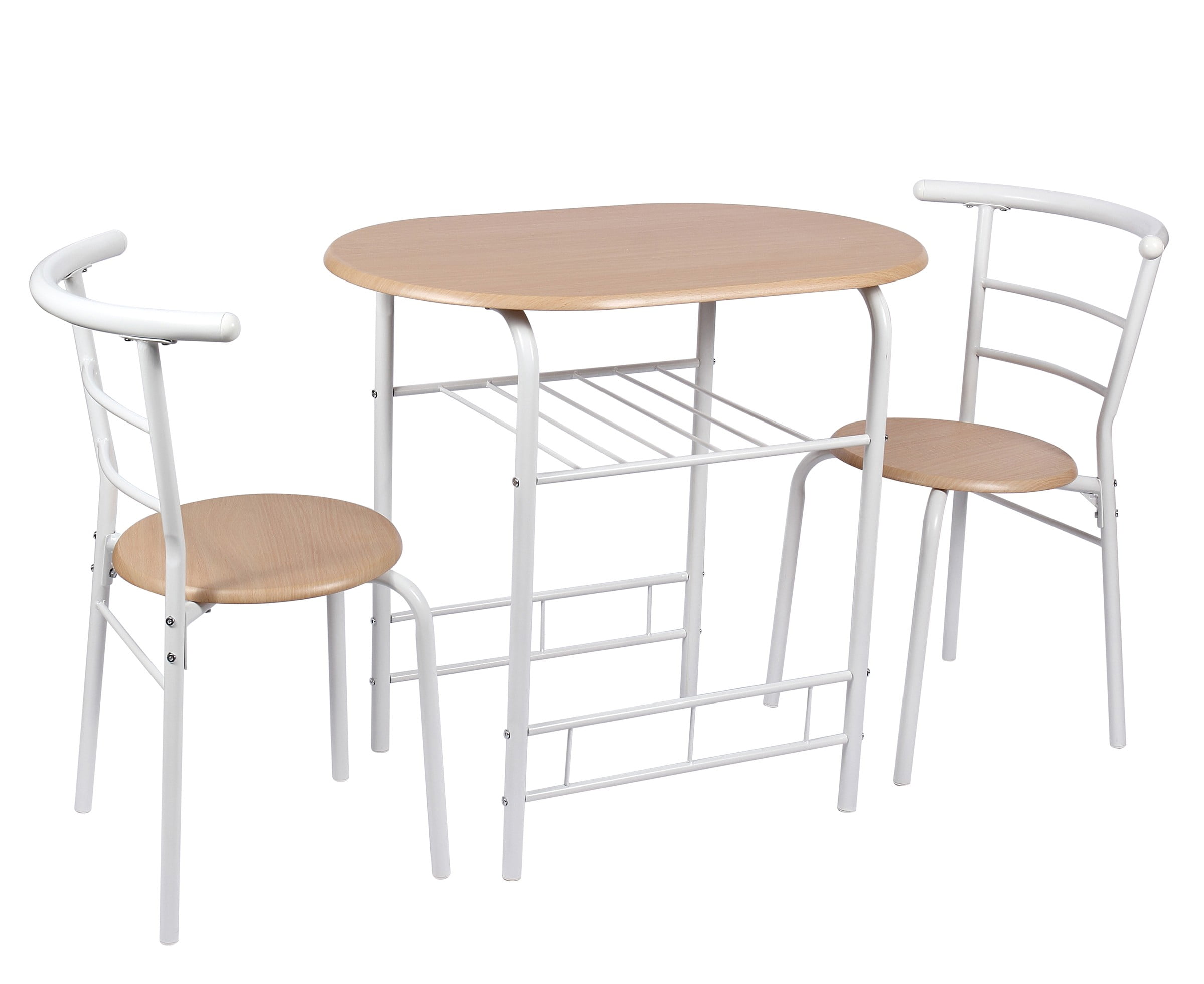 Mainstays 3 Piece Metal and Wood Dining Set Include 1 Table and 2 Chairs Grey Color for Indoor