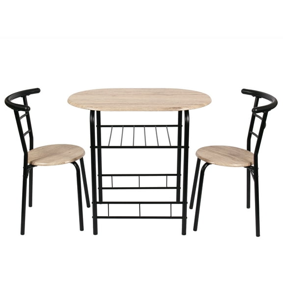 Mainstays 3 Piece Metal and Wood Dining Set, Black and Gray Color