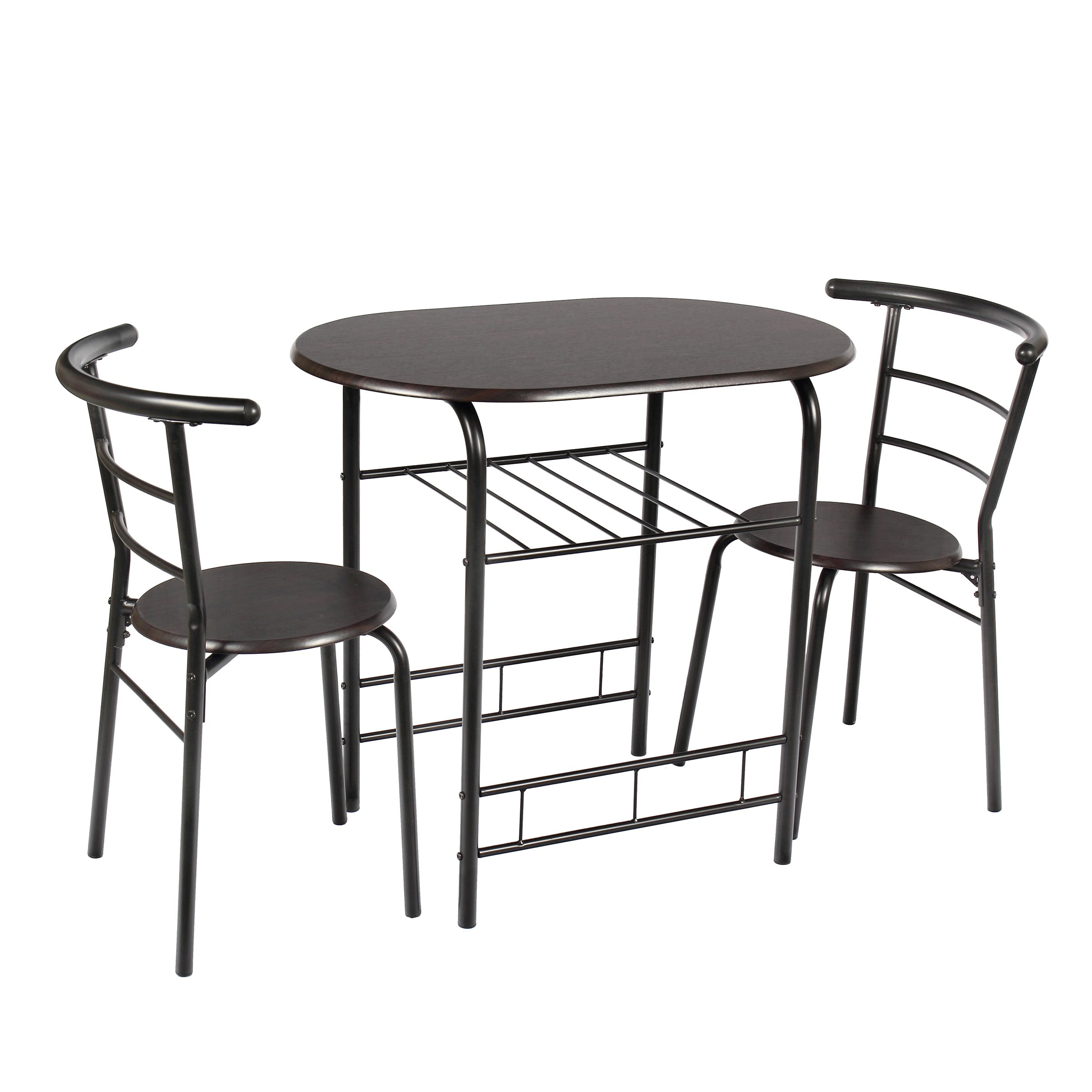 Mainstays 3 Piece Metal and Wood Dining Set Black and Espresso Color for Indoor