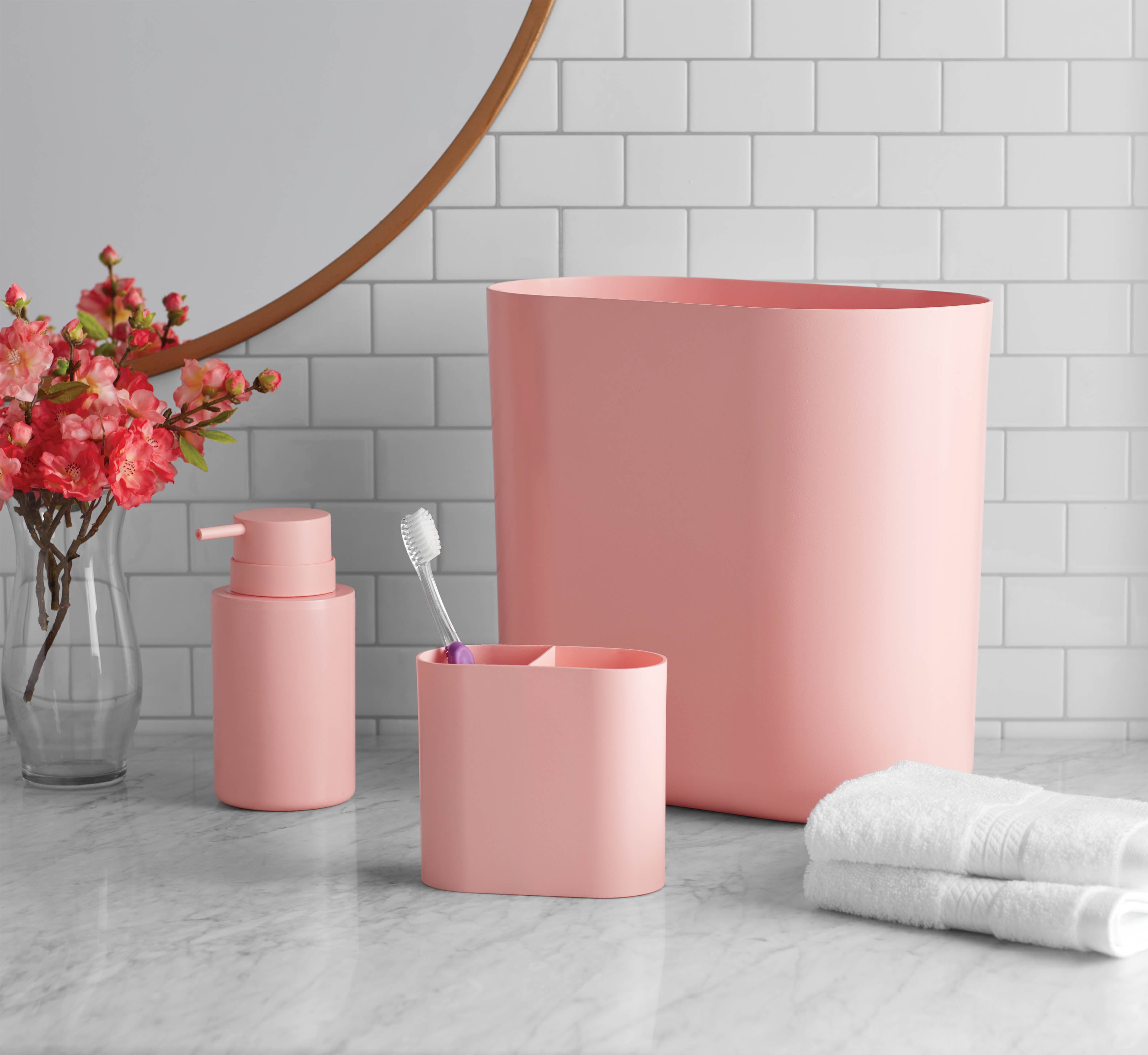 Mainstays 3 Piece Modern Bath Accessories set, Coral Whisper