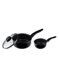 thumbnail image 1 of Mainstays 3 Piece Non-Stick Sauce Pans, Black, Set Includes 1Quart & 2Quart Sauce Pan with Single Lid, 1 of 6