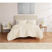 Mainstays Full/Queen Comforter Set, All-Season, 3-Piece, Cream Puffy Seersucker