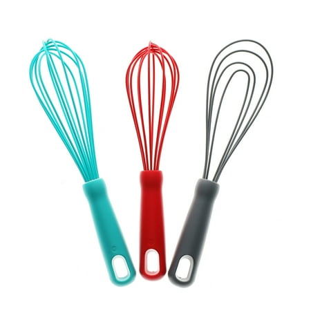 Mainstays 3-Piece Silicone Balloon Whisks and Flat Whisk Set, Multicolor